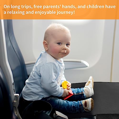 Airplane Footrest for Kids, Airplane Seat Extender for Kids with Anti-Slip Design, Portable Toddler Travel Bed, Foot Rest Hammock for Flights, Kids Travel Bed Airplane for Plane Kid(Black)