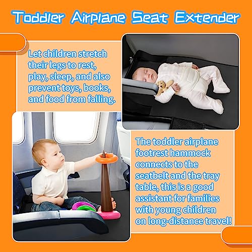 Airplane Footrest for Kids, Airplane Seat Extender for Kids with Anti-Slip Design, Portable Toddler Travel Bed, Foot Rest Hammock for Flights, Kids Travel Bed Airplane for Plane Kid(Black)