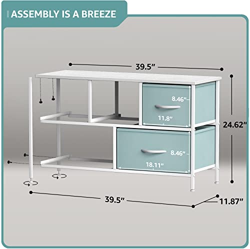 Sorbus Kids Dresser with 8 Drawers and 5 Drawer TV Stand Bundle - Matching Furniture Set - Storage Unit Organizer Chests for Clothing - Bedroom, Kids Rooms, Nursery, & Closet (Aqua)