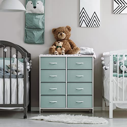 Sorbus Kids Dresser with 8 Drawers and 5 Drawer TV Stand Bundle - Matching Furniture Set - Storage Unit Organizer Chests for Clothing - Bedroom, Kids Rooms, Nursery, & Closet (Aqua)