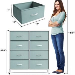 Sorbus Kids Dresser with 8 Drawers and 5 Drawer TV Stand Bundle - Matching Furniture Set - Storage Unit Organizer Chests for Clothing - Bedroom, Kids Rooms, Nursery, & Closet (Aqua)