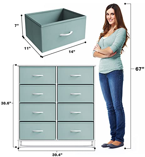 Sorbus Kids Dresser with 8 Drawers and 5 Drawer TV Stand Bundle - Matching Furniture Set - Storage Unit Organizer Chests for Clothing - Bedroom, Kids Rooms, Nursery, & Closet (Aqua)
