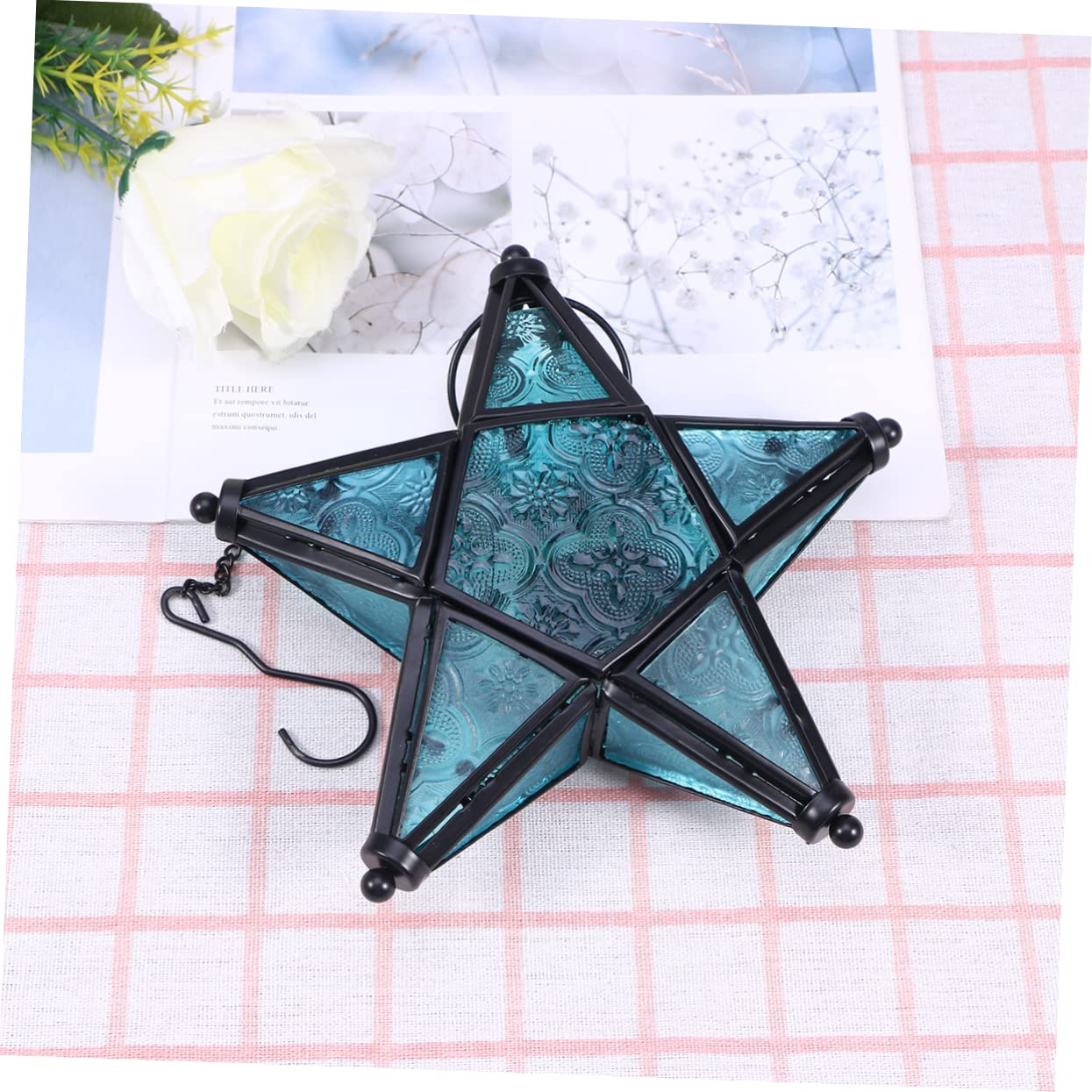 CAXUSD Star Decor Taper Candle Home Decorations Aroma Burner Stand Decorative Candle Holder Tea Light Lantern Star Decorations Wedding Decorations Pentagram Hanging Ornament Candlestick