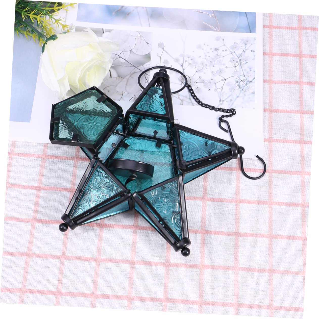 CAXUSD Star Decor Taper Candle Home Decorations Aroma Burner Stand Decorative Candle Holder Tea Light Lantern Star Decorations Wedding Decorations Pentagram Hanging Ornament Candlestick