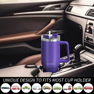 LSVUQED Insulated Cup Vacuum Insulated Stainless Steel Water Bottle,40 oz Tumbler with Handle Perfect for Car Cup Holders.(Purple)