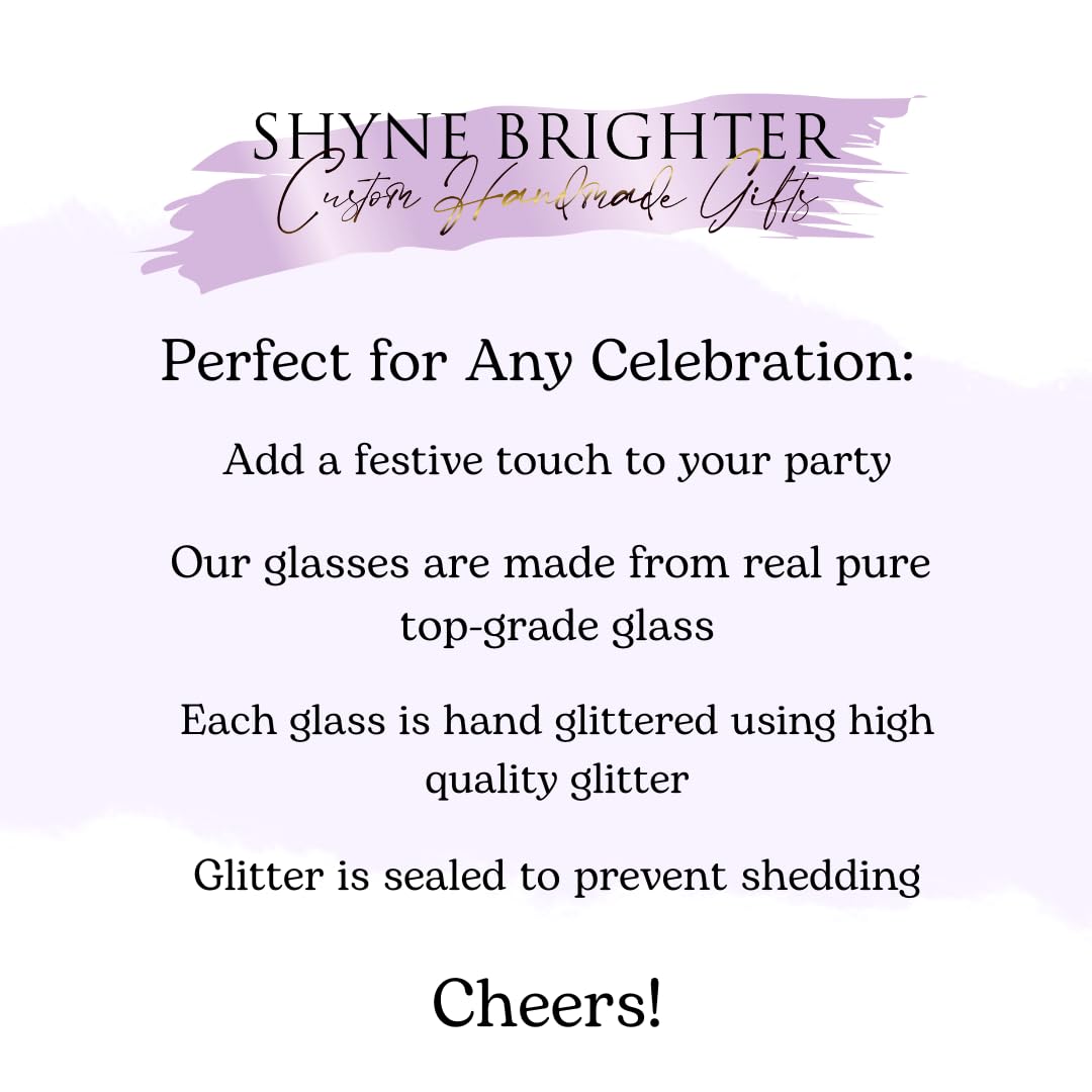 Glitter Birthday Wine Glass, Glitter Birthday Shot Glass, Age + Name (Wine + Shot)