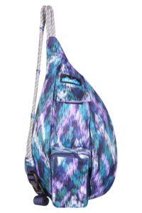 kavu mini rope sling pack with adjustable rope shoulder strap - glacier ikat