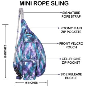 KAVU Mini Rope Sling Pack with Adjustable Rope Shoulder Strap - Glacier Ikat