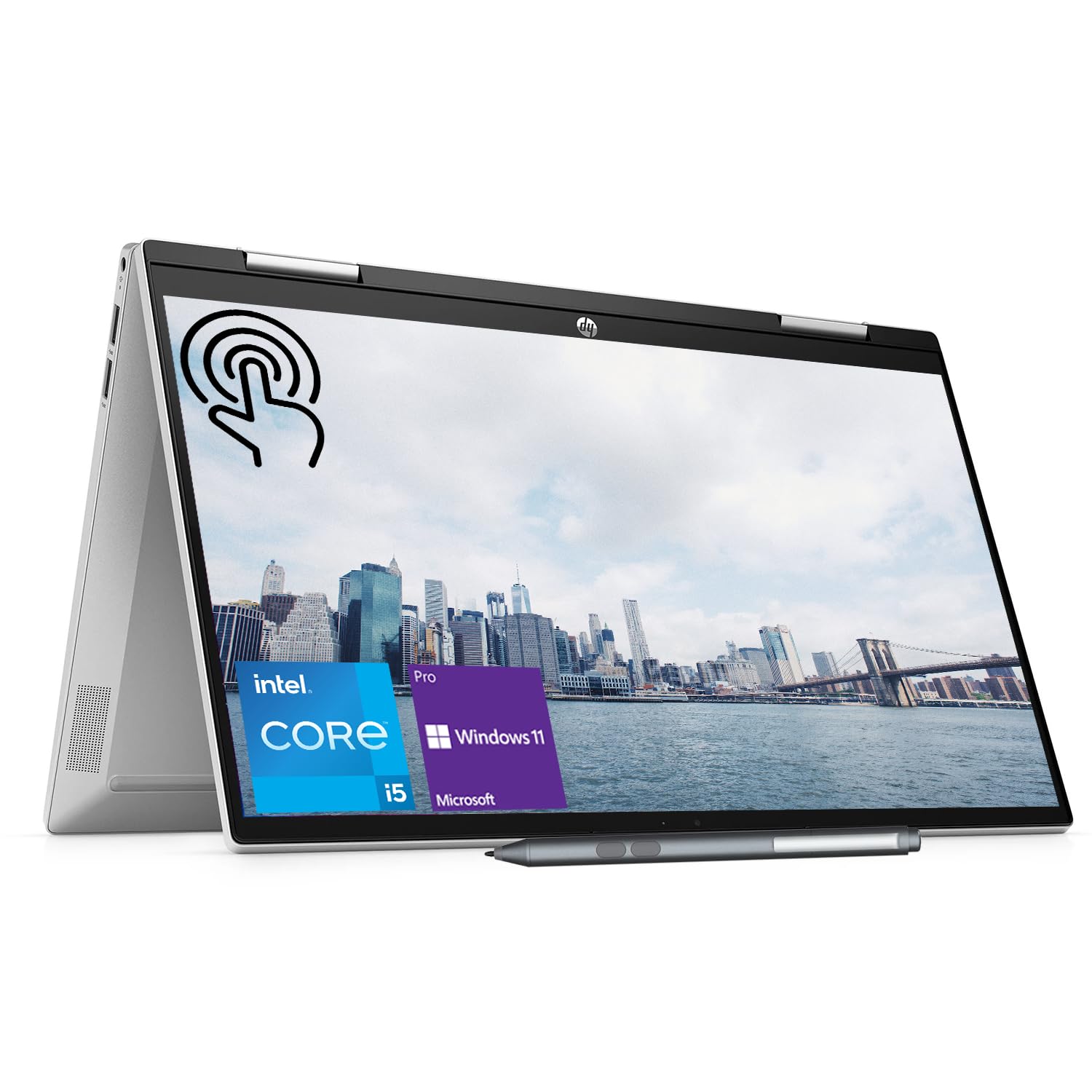 HP Pavilion x360 2-in-1 14" FHD Touchscreen Business Laptop, Intel Core i5-1235U, 32GB RAM, 1TB SSD, Windows 11 Pro, Webcam, HDMI, FP Reader, Wi-Fi 6, Stylus Pen, Silver