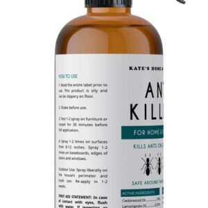 Kate's Home & Garden Ant Killer Indoor Safe for Pets and Kids (16oz) Roach & Ant Killer Spray for Indoor & Outdoor. Insecticide for Ants and Roaches with Natural Cedarwood Oil