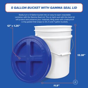 ePackageSupply, 5 Gallon White Bucket with Blue Gamma Seal Screw on Airtight Lid (3 Count), Food Grade Storage, Premium HPDE Plastic, BPA Free, Durable 90 Mil All Purpose Pail, Made in USA