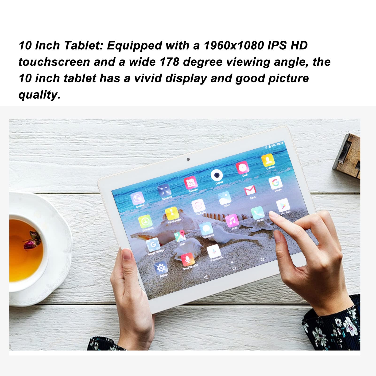 10-Inch Round Tablet Octa Core Processor, Dual Sim Dual Standby Built in 2GB 32GB Memory the Front 2 Mp and Rear 5 Mp Cameras 128GB Expand Support, 1960x1080 IPS HD(ld)