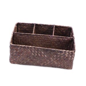 Alipis Makeup Organizer Drawers Stackable Wicker Baskets Makeup Organizer for Drawer Wicker Baskets with Lids Rectangular Wicker Basket Wicker Basket with Lid Makeup Tray Storage Showcase