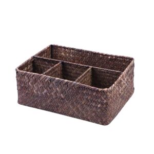 Alipis Makeup Organizer Drawers Stackable Wicker Baskets Makeup Organizer for Drawer Wicker Baskets with Lids Rectangular Wicker Basket Wicker Basket with Lid Makeup Tray Storage Showcase