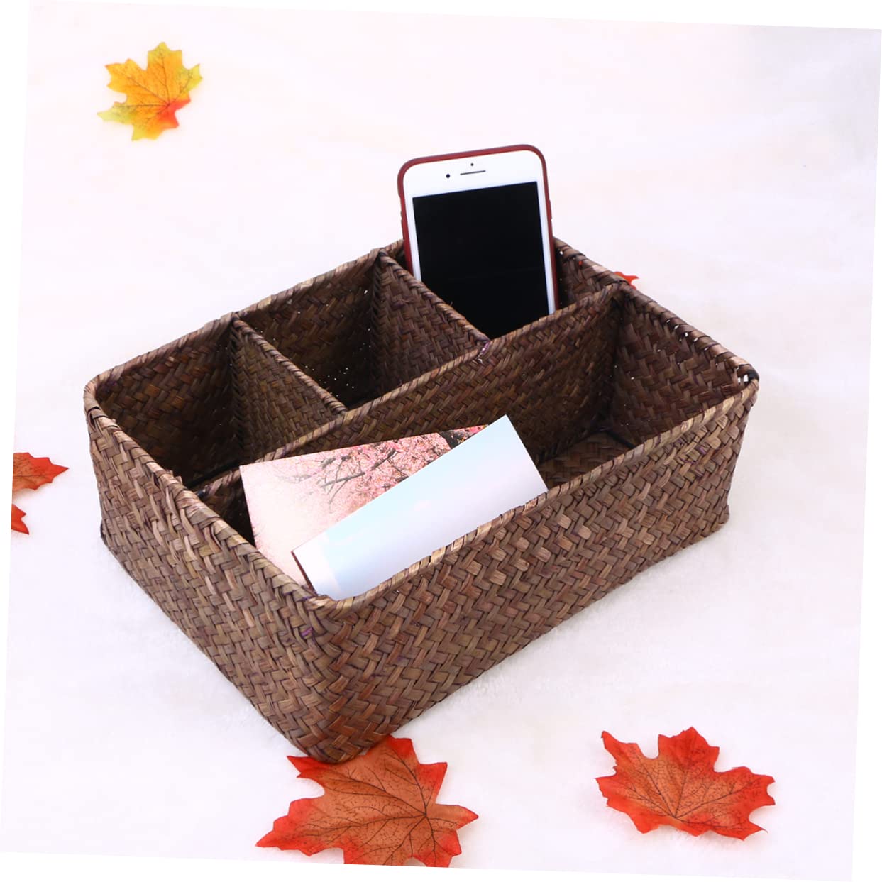 Alipis Makeup Organizer Drawers Stackable Wicker Baskets Makeup Organizer for Drawer Wicker Baskets with Lids Rectangular Wicker Basket Wicker Basket with Lid Makeup Tray Storage Showcase