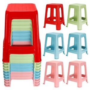 wesiti 10 pieces stackable classroom stools 18 inch plastic stools step stool nesting stools colorful plastic seat light duty large plastic stool for students classroom home office shower favors