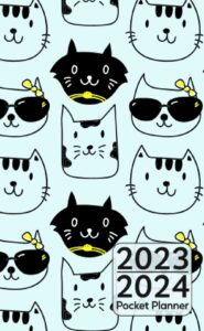 2023-2024 pocket calendar: 2 year monthly planner for purse with holidays - cats cover