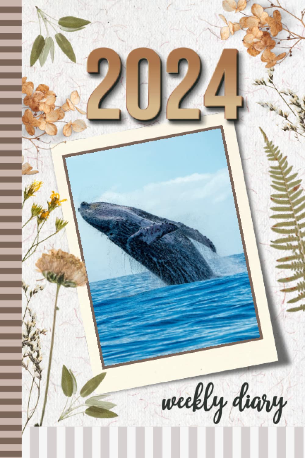 2024 Weekly Diary: 6x9 Dated Personal Organizer / Daily Scheduler With Checklist - To Do List - Note Section - Habit Tracker / Organizing Gift / Whale in Ocean - Rustic Art Cover