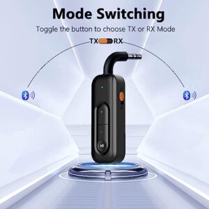 Bluetooth Transmitter Receiver Wireless Adapter: Aux Jack Stereo Audio Dual Connections - for TV Car Headphone Airplane