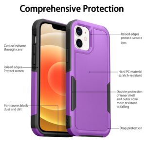 Oumida for iPhone 12 case & iPhone 12 Pro Case, [with 2 pcs Tempered Glass Screen Protector] [Shockproof] Dual Layer Back Hardshell Rugged Tough Cell Phone Cover Case for 12/12 Pro 6.1"(Black Matte)