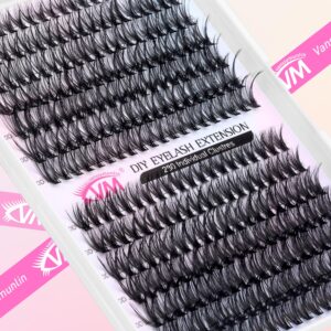 Lash Extension Kit 280Pcs Lash Clusters DIY Individual Lashes Eyelash Extension Kit D Curl Volume Cluster Lashes Wispy with Long Lasting Lash Bond and Seal and Lash Tweezers for Eyelash Extension