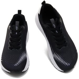 JACKSHIBO Wide Toe Box Shoes for Men Women Extra Wide Width Sneakers Road Running Walking Cloud Shoes Lightweight Breathable Cushioned Athletic Tennis Rubber Outsole Black 10women/8.5men