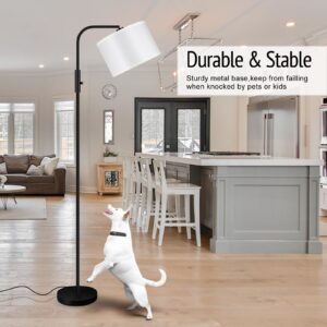 Dimmable Floor Lamp,Modern Standing Lamp with LED Bulb(1000LM,2700K),White Adjustable Lamp Shade,Rotary Switch,66.5 Inch Tall Arc Stepless Dimmable Floor Lamps for Living Room Bedroom Office Study