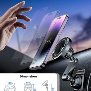eSamcore Compatible with Magsafe Car Mount, Magnetic Phone Holder for Car with Flexible Base for Magsafe Dash Mount Car Accessories Car Phone Holders for iPhone15 14 13 12 Pro Max [1 PC]