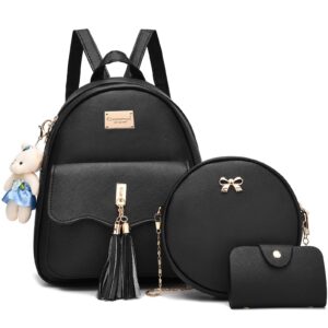i ihayner mini backpack for women gifts, cute small backack for women fashion travel daypacks, mini backpack for women (3 pcs, black)