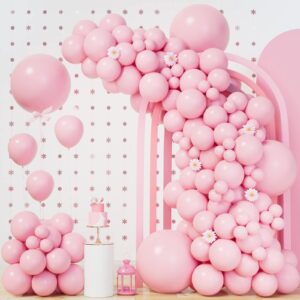 140pcs pastel pink balloons baby pink balloon garland arch kit 5/10/12/18 inch latex pink balloons different sizes as gender reveal baby shower birthday wedding valentine's day party decorations