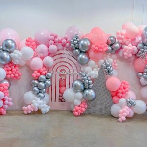 140Pcs Pastel Pink Balloons Baby Pink Balloon Garland Arch Kit 5/10/12/18 Inch Latex Pink Balloons Different Sizes as Gender Reveal Baby Shower Birthday Wedding Valentine's Day Party Decorations