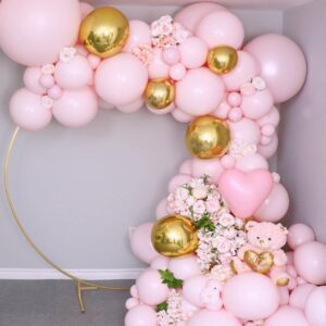 140Pcs Pastel Pink Balloons Baby Pink Balloon Garland Arch Kit 5/10/12/18 Inch Latex Pink Balloons Different Sizes as Gender Reveal Baby Shower Birthday Wedding Valentine's Day Party Decorations