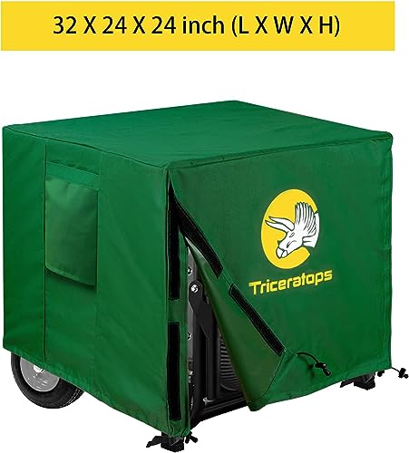 Triceratops Waterproof 600D Oxford Generator Cover 32 x 24 x 24 inch, Outdoor Weather/Fade Resistant Generator Covers for Universal Portable Generators 5000-10000 Watt, Green