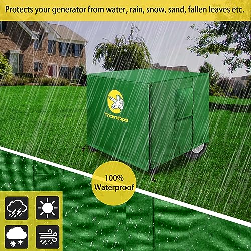 Triceratops Waterproof 600D Oxford Generator Cover 32 x 24 x 24 inch, Outdoor Weather/Fade Resistant Generator Covers for Universal Portable Generators 5000-10000 Watt, Green