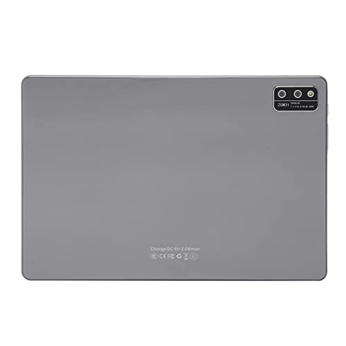 fannay Tablet PC, 10.1 Inch Smart Tablet 100‑240V 5GWiFi 5.0 Gray Front 800W Rear 2000W 8GB RAM 128GB ROM for Home for Travel (US Plug)