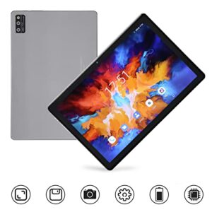 fannay Tablet PC, 10.1 Inch Smart Tablet 100‑240V 5GWiFi 5.0 Gray Front 800W Rear 2000W 8GB RAM 128GB ROM for Home for Travel (US Plug)