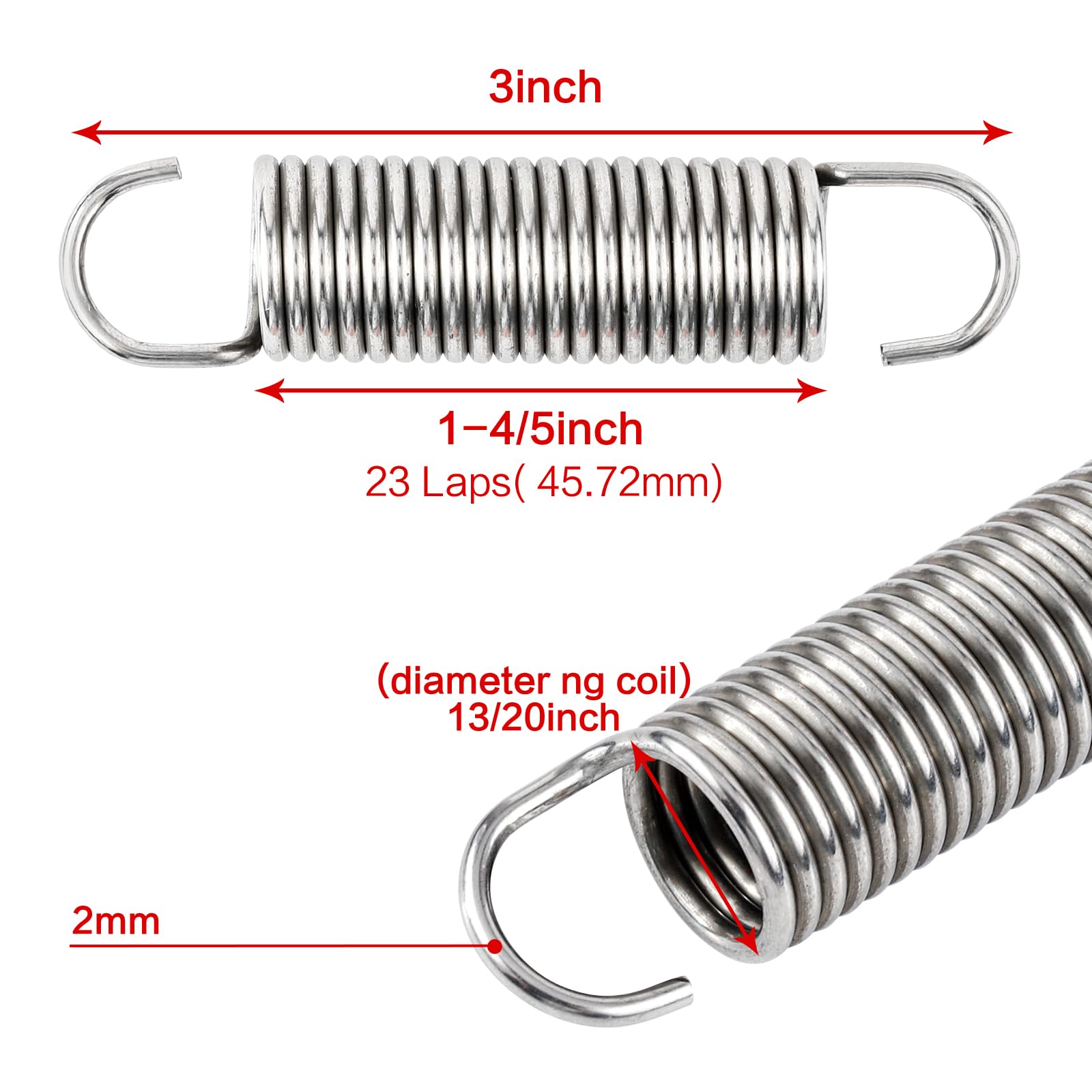 GNPADR 3inch(6Pcs) Stainless Steel Protective Coated Replacement Furniture Tension Springs for Recliner Sofa Bed