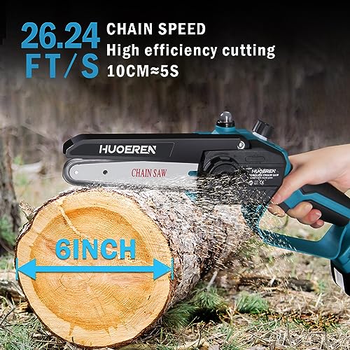 Cordless Mini Chainsaw Compatible With Makita 18v Battery,Huoeren Brushless Handheld 6 Inch Small Chain Saw With Oiler, 2 Chains And Chain File For Tree Branch Wood Cutting(Battery Not Included)