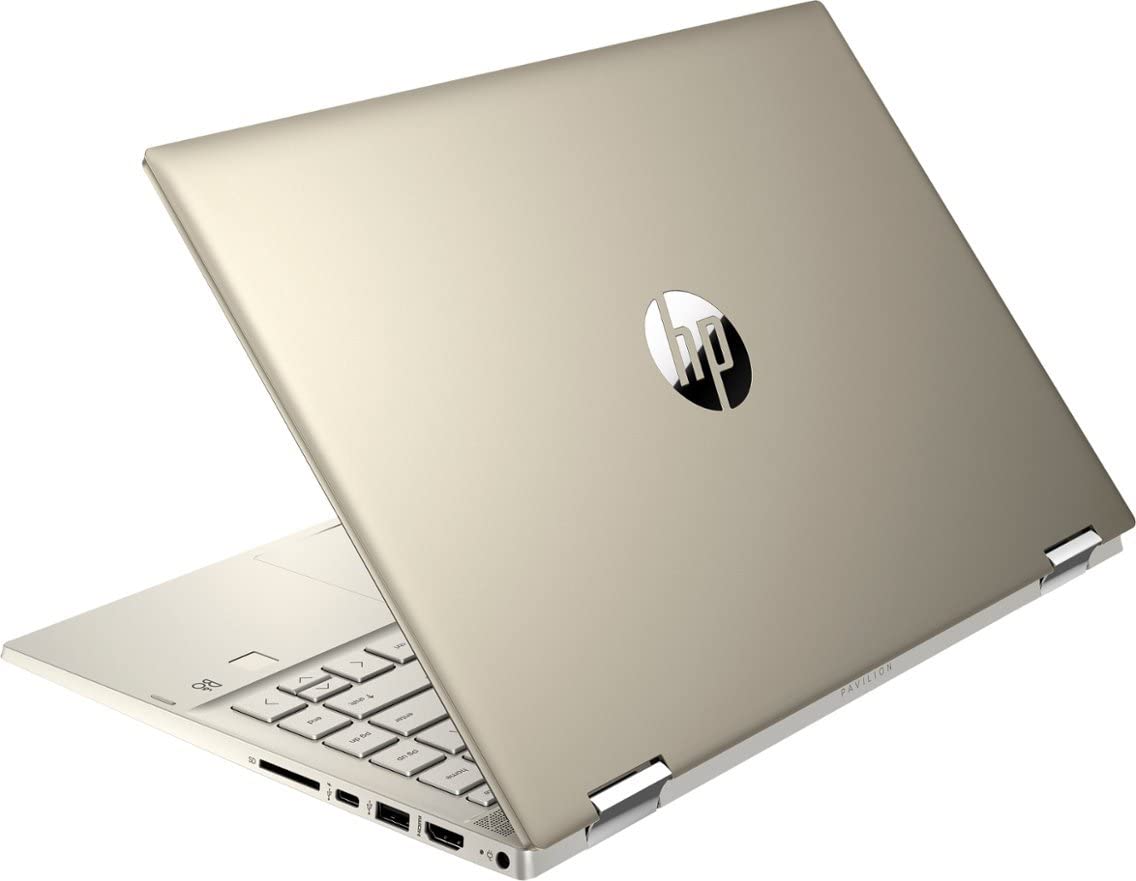 HP Pavilion 2-in-1 Convertible Business Laptop, 14'' FHD Touchscreen, Core i5-1155G7, Intel Iris Xe, 8GB RAM, 512GB SSD, Fingerprint, Bluetooth, Wi-Fi, Windows 11 Home, Gold, with 5ave Stylus Pen