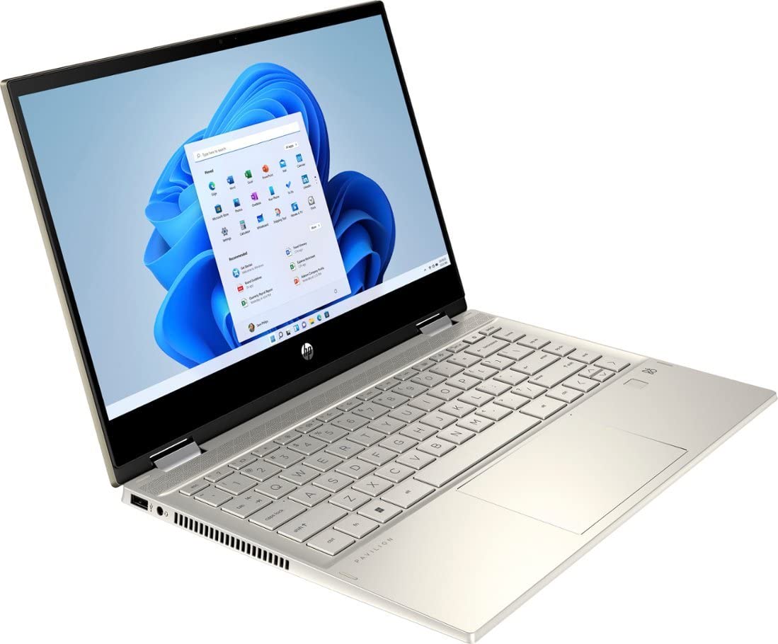 HP Pavilion 2-in-1 Convertible Business Laptop, 14'' FHD Touchscreen, Core i5-1155G7, Intel Iris Xe, 8GB RAM, 512GB SSD, Fingerprint, Bluetooth, Wi-Fi, Windows 11 Home, Gold, with 5ave Stylus Pen