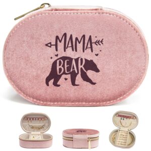 mama bear velvet travel jewelry box - gifts for mom from daughter son - mom gifts, mom christmas gifts, mom birthday gifts, birthday gifts for wife, wife christmas gift ideas