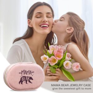 Mama Bear Velvet Travel Jewelry Box - Gifts for Mom from Daughter Son - Mom Gifts, Mom Christmas Gifts, Mom Birthday Gifts, Birthday Gifts for Wife, Wife Christmas Gift Ideas