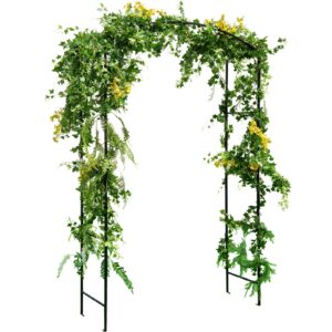 giantex garden arch trellis, 7.5ft high x 4.6ft wide, metal garden arbor rose arch for climbing plants, wedding archway with stakes, outdoor trellises pergola for lawn bridal party decoration