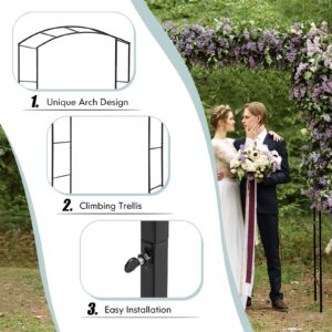 Giantex Garden Arch Trellis, 7.5FT High x 4.6FT Wide, Metal Garden Arbor Rose Arch for Climbing Plants, Wedding Archway with Stakes, Outdoor Trellises Pergola for Lawn Bridal Party Decoration