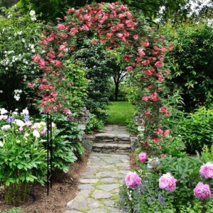 Giantex Garden Arch Trellis, 7.5FT High x 4.6FT Wide, Metal Garden Arbor Rose Arch for Climbing Plants, Wedding Archway with Stakes, Outdoor Trellises Pergola for Lawn Bridal Party Decoration