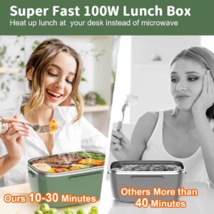 IFENROL Electric Heated Lunch Box 100W - 3-IN-1 Fast Heating Lunch Boxes Portable Food Heater for Adults,12V/24V/110V 1.5L Lunch Box with Leak-Proof Lid for Car Truck Office (3 Times Faster)