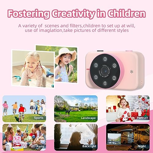 Makolle Kids Camera,Kids Camera for Girls,Kids Digital Camera Kids Video Camera for vlogging Christmas Birthday Gifts for Girls Age 3-9 Portable Toy for 3 4 5 6 7 8 Year Old Girls with 32GB SD Card