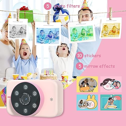 Makolle Kids Camera,Kids Camera for Girls,Kids Digital Camera Kids Video Camera for vlogging Christmas Birthday Gifts for Girls Age 3-9 Portable Toy for 3 4 5 6 7 8 Year Old Girls with 32GB SD Card