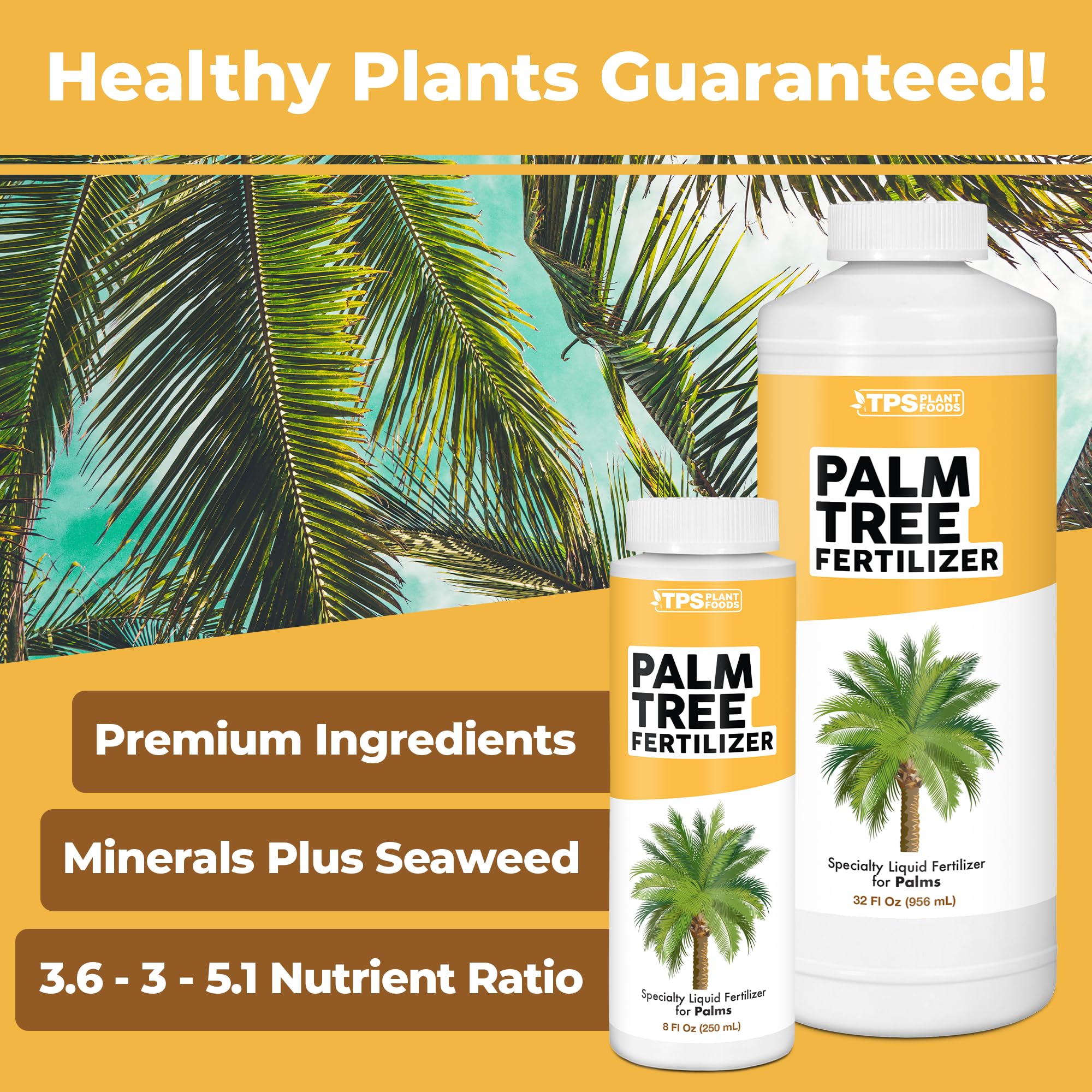 Palm Tree Fertilizer for All Palms and Ferns, Liquid Plant Food 8 oz (250mL)