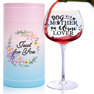 dog mom gifts - dog lover gifts for women, dog owner gifts, unusual birthday gifts for dog lovers - funny gifts for new puppy fur baby owners - 16oz wine glass for fur mama